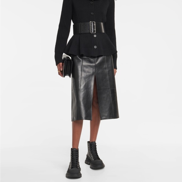 Alexander McQueen Black Leather Tread Slick Chunky Lug Sole Boot Sneaker 38.5 - Picture 13 of 13